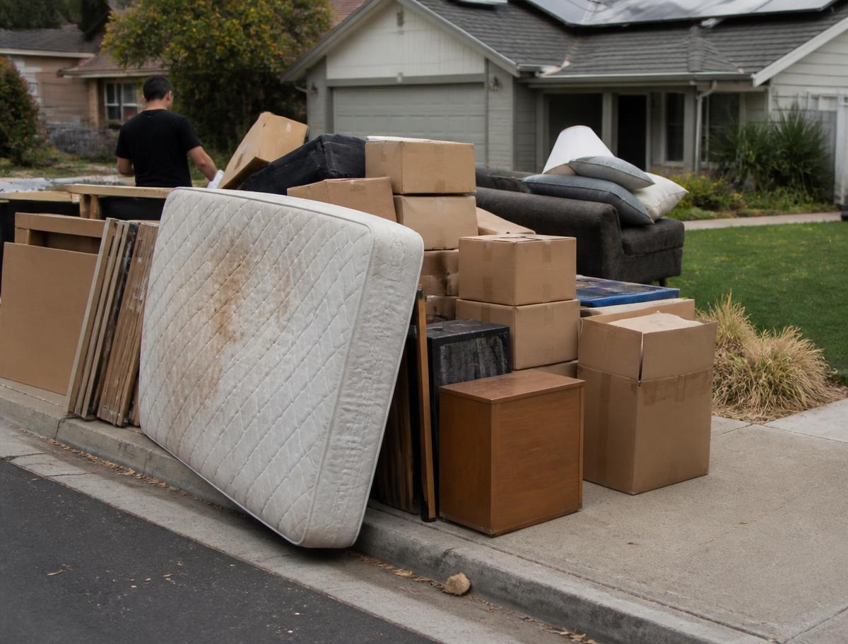 Household junk sorted at an Ottawa curbside ready for removal